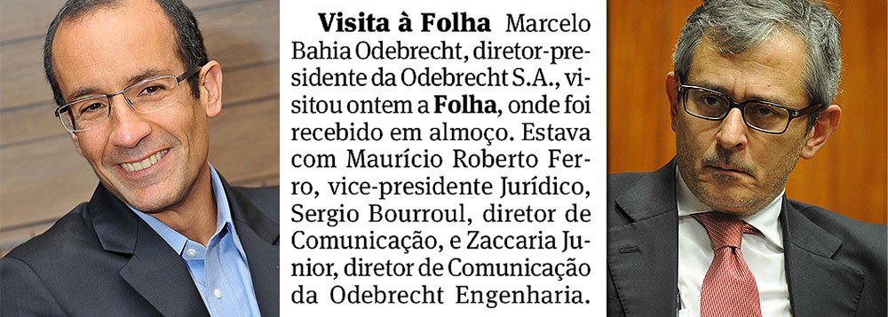 Alvo da Operação Lava-Jato, por ter sido acusada de pagar uma propina de US$ 23 milhões a Paulo Roberto Costa, a Odebrecht iniciou um trabalho de contenção de danos; ontem, o dono da empreiteira, Marcelo Odebrecht, procurou o empresário Otávio Frias Filho, da Folha de S. Paulo, para tentar se blindar; foi a Folha quem revelou o trecho da delação premiada que atinge a construtora baiana; falta apenas combinar com o juiz Sergio Moro, do Paraná, que pretende também alcançar os corruptores
