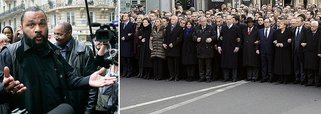 Poucos dias depois da marcha em defesa da liberdade e contra o terror (com a presença de Benjamin Netanyahu), a França expôs suas contradições; o comediante francês Dieudonné, conhecido por suas críticas ao judaísmo, foi preso ao comentar em seu Facebook que se sente como Charlie Coulibaly (sobrenome de um dos terroristas); em sua defesa, Dieudonné disse que seu humor não difere do feito pelo Charlie, que estimulava preconceito contra muçulmanos