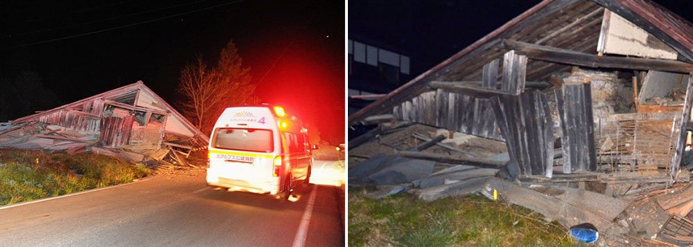 Um terremoto de magnitude preliminar 6,8 atingiu a região central do Japão na noite de sábado, deixando ao menos cinco pessoas presas sob os escombros de casas que desabaram, informou a emissora estatal de televisão NHK; a Agência Meteorológica do Japão disse que não foi emitido alerta de tsunami após o tremor, que pôde ser sentido na capital Tóquio, a 180 quilômetros de distância