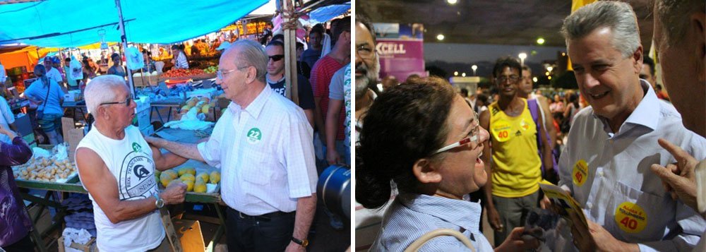 Os candidatos ao governo do Distrito Federal dedicaram o sábado ao corpo a corpo com os eleitores; Enquanto o do PR, Jofran Frejat, visitou uma feira no Gama, Rodrigo Rollemberg (PSB) foi ao Mercado Norte, em Taguatinga; Frejat ouviu reivindicações dos trabalhadores sobre as condições precárias de trabalho no local e Rollemberg prometeu, se eleito, combater a burocracia facilitando a emissão de alvarás para pequenos empresários