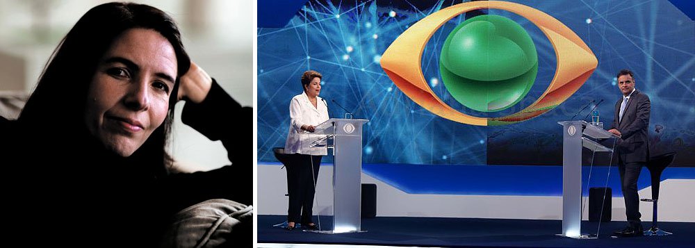 Para jornalista, debate entre Dilma Rousseff (PT) e Aécio Neves (PSDB) na TV Bandeirantes terminou empatado; segundo ela, a petista surpreendeu o adversário pelo tom afirmativo, obrigando-o a debater temas sensíveis, como os problemas do governo dele em Minas Gerais; o tucano contra-atacou, direcionando a discussão para as denúncias contra a Petrobras