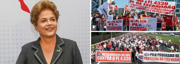 Colunista do 247, Tereza Cruvinel avalia que a presidente Dilma Rousseff marcaria pontos com sua arredia base social se declarasse logo a intenção de vetar o projeto da terceirização; a jornalista diz que se sancionar o PL, mesmo numa versão atenuada pelos destaques e pela votação no Senado, estará chancelando algo que desagradou profundamente os que vivem do trabalho; "Se vetar, e o Congresso derrotá-la derrubando o veto, estará livre de qualquer compromisso com uma proposta socialmente retrógrada", afirma; nesta quarta (15), movimentos sociais e sindicatos de todo o país fizeram paralisações contra o projeto da terceirização; pressionada, a Câmara adiou a votação dos destaques da lei para a próxima semana