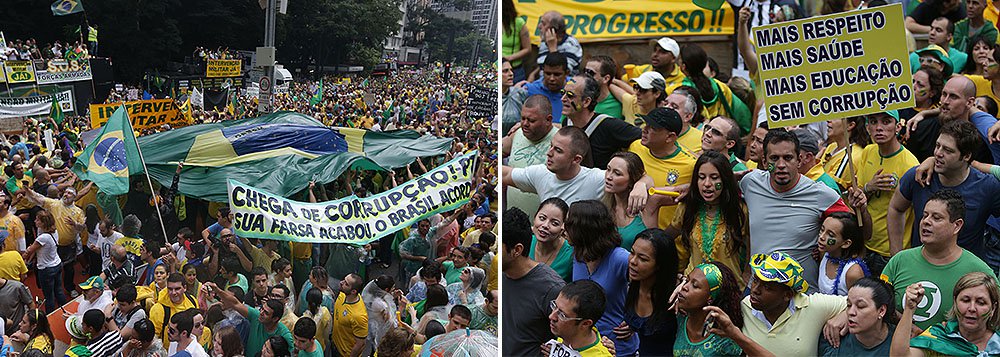 No universo dos 210 mil manifestantes que lotaram a av. Paulista no domingo, segundo contagem do instituto de pesquisa, quase a metade dos entrevistados declarou protestar contra a corrupção; o impeachment de Dilma Rousseff foi a segunda motivação, com 27%; dos que participaram do ato, 82% declararam ter votado no tucano Aécio Neves no segundo turno da eleição presidencial de 2014 e 74% participavam de protesto na rua pela primeira vez na vida