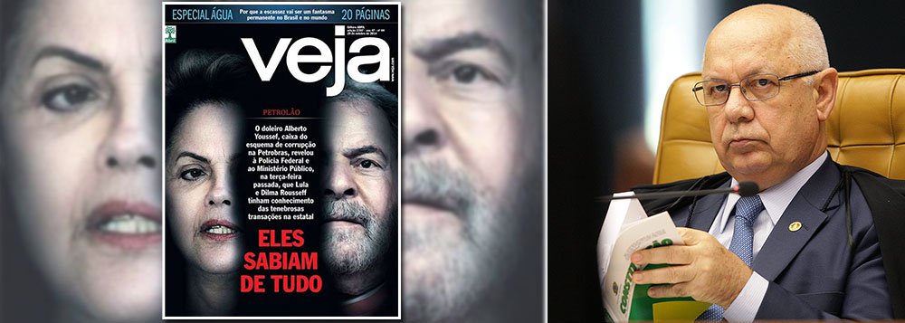 Partido pedia investigação contra a revista para apurar vazamento de trechos de depoimento atribuído a Alberto Youssef, que delatou esquema de corrupção em acordo de delação premiada, sob segredo de Justiça; segundo a revista, o doleiro declarou que a presidente Dilma e o ex-presidente Lula sabiam de todo o esquema; decisão foi do ministro Teori Zavascki