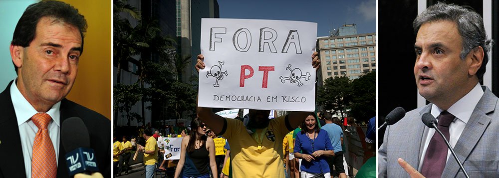 Pressão, principalmente sobre o senador e presidente do PSDB Aécio Neves (MG), partiu do MBL (Movimento Brasil Livre) e do Vem Pra Rua, além de políticos como o presidente do Solidariedade, deputado Paulo Pereira da Silva: "A oposição precisa dar um passo adiante. Esperar para sangrar ainda mais [a presidente Dilma] não vai ajudar"; segundo ele, se a resposta demorar, as pessoas que pedem o "Fora Dilma" não vão acreditar que eles são uma opção e não irão às ruas; o coordenador nacional do MBL, Kim Kataguiri, disse também que a oposição não pode continuar com "uma postura frouxa" e questiona o "sumiço" do tucano