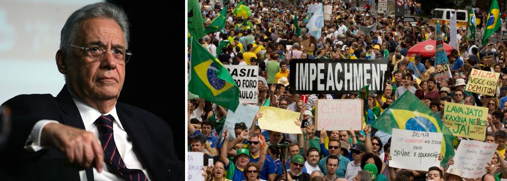 Ao comentar a entrevista do ex-presidente à Folha, provavelmente a "milésima" do mês, como diz Fernando Brito, editor do blog Tijolaço, jornalista diz que essa "tem uma diferença das outras 999"; "Afora o ato falho de citar-se como candidato – que está mais para seus desejos que para uma estratégia – o que FHC deixa claro é que não fecha as portas para a aventura golpista e seus protagonistas"