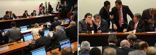 Após três horas de debates acalorados, o governo reverteu as derrotas sofridas na semana passada e conseguiu aprovar na noite de ontem, em reunião extraordinária da Comissão Mista de Orçamento, o parecer do senador Romero Jucá (PMDB/RR) favorável ao projeto de lei do governo (PLN 36/2014) que altera a Lei de Diretrizes Orçamentárias; pela proposta, o governo poderá abater até o limite da meta de resultado primário do ano, de R$ 116,1 bilhões