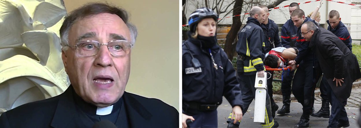 O Vaticano condenou nesta quarta-feira 7 o ataque terrorista à sede do jornal francês Charlie Hebdo, em Paris, e o classificou de "dupla violência", praticada contra pessoas e contra a liberdade de imprensa; o padre Ciro Benedettini, vice-diretor do gabinete de imprensa do Vaticano, disse a jornalistas que a liberdade de imprensa é tão importante quanto a liberdade religiosa