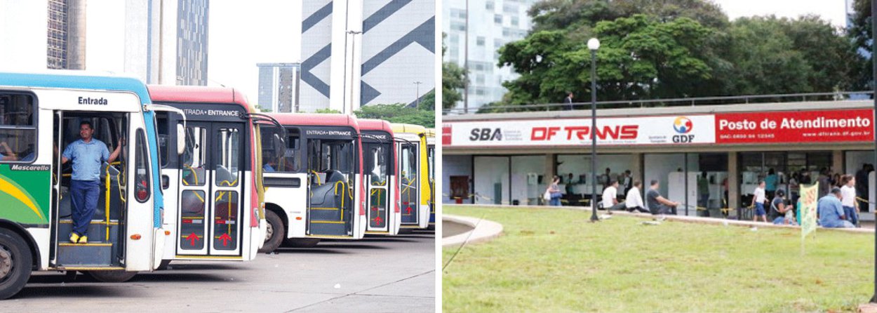 Trabalhadores terceirizados que prestam serviços nos postos do Sistema de Bilhetagem Automática (SBA) do DFTrans cruzaram os braços; o DFTrans informou que os cinco maiores postos do SBA foram fechados: no Conic, na Galeria dos Estados, em Sobradinho, Taguatinga e Gama; a categoria alega não ter recebido os 13º salários e os vale-transporte que deveriam ter sido depositados no dia 18 do mês passado; governo Agnelo Queiroz definiu vários prazos para a quitação dos salários, porém não cumpriu as datas anunciadas