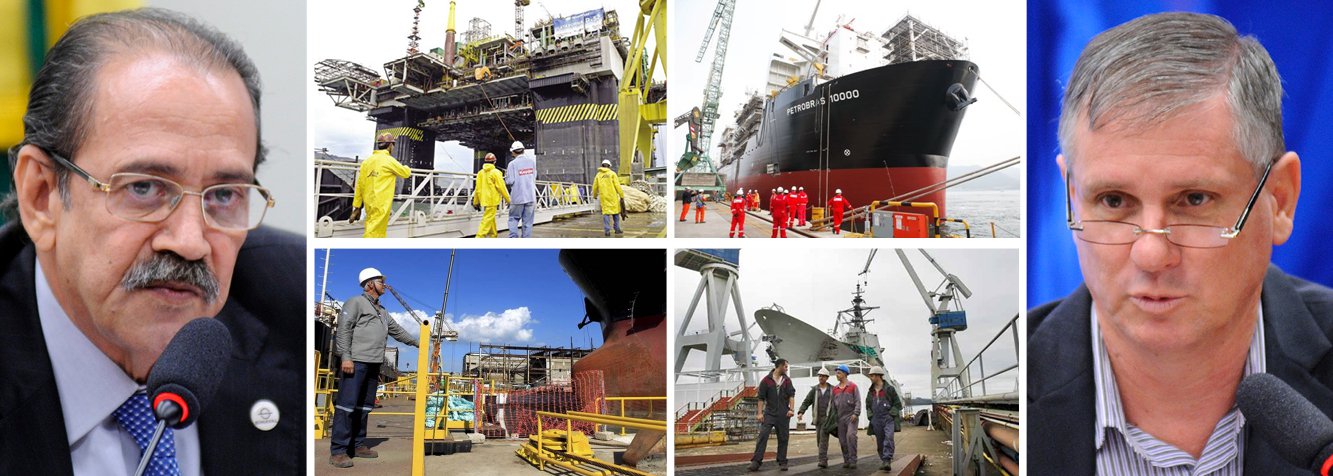 Investigação já desempregou 10 mil pessoas e pode gerar outros 30 mil cortes nos próximos três meses, segundo o presidente do Sindicato das Indústrias da Construção Naval (Sinaval), Ariovaldo Rocha (esq.); ele disse hoje durante audiência pública na Câmara que 30 mil demissões equivalem "tranquilamente a mais de 200 mil pessoas"; segundo o sindicalista, o problema começou quando a empresa Sete Brasil suspendeu o recurso para a construção de 28 sondas para Petrobras; "No nosso contrato, a empresa está sem honrar pagamentos desde novembro. Está insuportável", disse; volume de recursos atrasados somam de US$ 1 a US$ 1,5 bilhão; o prefeito de São Jerônimo (RS), Marcelo Luiz Schreinert, também relatou prejuízos no município após a rescisão do contrato da Petrobras com a Iesa Óleo e Gás