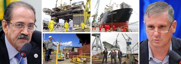 Investigação já desempregou 10 mil pessoas e pode gerar outros 30 mil cortes nos próximos três meses, segundo o presidente do Sindicato das Indústrias da Construção Naval (Sinaval), Ariovaldo Rocha (esq.); ele disse hoje durante audiência pública na Câmara que 30 mil demissões equivalem "tranquilamente a mais de 200 mil pessoas"; segundo o sindicalista, o problema começou quando a empresa Sete Brasil suspendeu o recurso para a construção de 28 sondas para Petrobras; "No nosso contrato, a empresa está sem honrar pagamentos desde novembro. Está insuportável", disse; volume de recursos atrasados somam de US$ 1 a US$ 1,5 bilhão; o prefeito de São Jerônimo (RS), Marcelo Luiz Schreinert, também relatou prejuízos no município após a rescisão do contrato da Petrobras com a Iesa Óleo e Gás