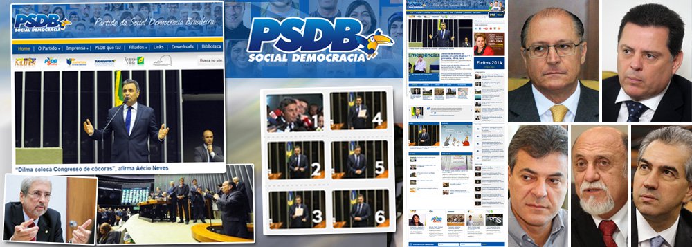 Página eletrônica com 1,4 milhão de seguidores no Face contém, apenas e tão somente, notícias da ala brasiliense do partido; mais precisamente, do presidente Aécio Neves e seu grupo; os cinco governadores eleitos não têm merecido atualização desde 27 de outubro; mais que definição editorial, eles já veem no boicote de notícias pelo partido um reflexo de luta interna pela linha de atuação a seguir: ultra-oposição ou diálogo democrático?; culto à personalidade do presidente da legenda é indisfarçável