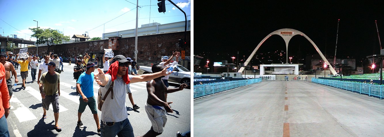 Justiça Federal acatou um pedido feito pela ANTT para impedir o bloqueio de qualquer espécie na Ponte Rio-Niterói; a pena é de R$ 500 mil por hora de interdição no local, que havia sido palco de manifestação; trabalhadores da Alumini e da Petrobras não chegaram a um acordo sobre pagamento de salários atrasados; a categoria fez um alerta: novas medidas drásticas serão tomadas, podendo afetar até o Carnaval do Rio; "Se preciso for, vamos parar a Marquês de Sapucaí", afirmou Wanderson Coelho, funcionário da Alumini