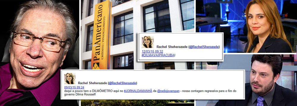 Em texto publicado em seu blog, Rachel Sheherazade, que apresenta o jornal do SBT, pregou nada menos que a deposição da presidente Dilma Rousseff; "Neste domingo, em todo país, os descontentes sairão às ruas, vestidos de verde e amarelo, munidos de patriotismo e também de indignação. Exigirão, democraticamente, como permite a Constituição, a deposição de uma presidente que mentiu para o país, traiu a confiança do povo e levou o Brasil à bancarrota", afirmou; na emissora de Silvio Santos, um dos mais socorridos pelo governo federal nos últimos anos, como no caso Panamericano, Danilo Gentili é outro propagandista da quebra democrática; a questão é: Gentili e Sheherazade representam suas próprias vozes ou a voz do dono?