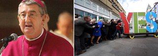 O arcebispo de Dublin, Diarmuid Martin, disse hoje que o sim dos eleitores irlandeses ao casamento homossexual é um exemplo da revolução social que o país atravessa há algum tempo e a qual a Igreja Católica deve reagir; com a maioria dos votos do referendo indica a vitória do sim, Martin admitiu que chegou o momento de a hierarquia católica iniciar um processo de profundo debate e revisão da realidade; ele assegurou que os responsáveis católicos devem encontrar uma nova linguagem para propagar mais eficazmente a mensagem da Igreja, sobretudo entre os mais jovens, cujo voto foi decisivo para a vitória do sim