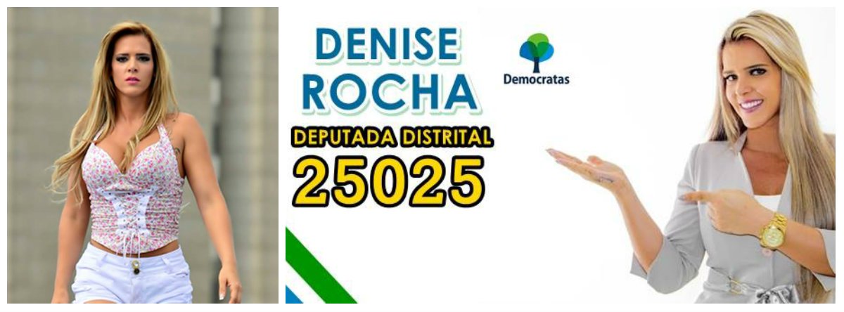 Ex-assessora do Senado, famosa por protagonizar um vídeo de sexo que vazou na época da CPI do Cachoeira no Congresso, em agosto de 2012, Denise Rocha concorreria a uma vaga na Câmara Legislativa pelo DEM, mas declinou alegando "quebra de confiança" com o partido, contra o qual também está ingressando com uma ação de dano moral