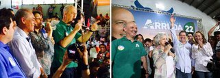 Com coligação composta por PR, PRTB, PTB, PMN e DEM, candidatura do ex-governador José Roberto Arruda foi lançada oficialmente neste domingo (29); ele lidera as pesquisas de intenção de voto no Estado, com 26,5% de acordo com o instituto Veritá, seguido pelo atual governador, Agnelo Queiroz (PT), com 13%; acusado de envolvimento em esquema chamado "mensalão do DEM", em 2010, ele diz querer o "julgamento do povo" nessas eleições 
