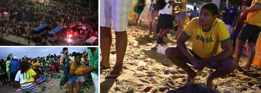 A Polícia Militar informou que pelo menos 20 pessoas foram detidas e uma morreu em três pontos da cidade do Rio, depois do jogo do Brasil; na zona norte da cidade, dez adolescentes e um adulto foram levados à delegacia por depredar um veículo do BRT (corredor expresso de ônibus) Transcarioca