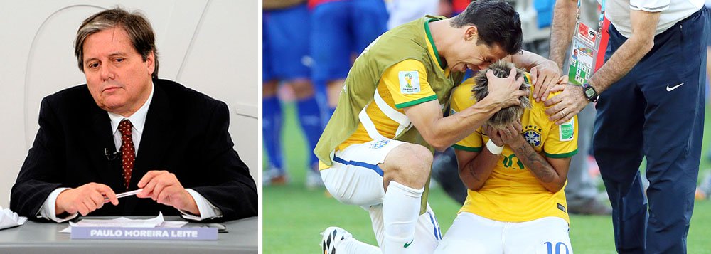 Segundo o colunista da Istoé Paulo Moreira Leite, time do Brasil chora de medo "do abismo entre os craques e o país, aberto pelo anti-Copa e pelo VTNC": "Pela primeira vez na história do conto de fadas do futebol, é proibido torcer a favor. É suspeito. Até hoje o anti-Copa não desistiu de ver a derrota de brasileiros em sua própria casa. Espera colher frutos em outubro. Quer o povo de cabeça baixa"