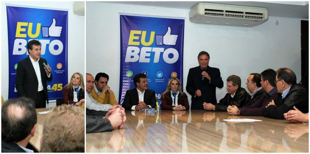 O governador Beto Richa e o senador Álvaro Dias, ambos candidatos à reeleição pelo PSDB do Paraná, reuniram-se com lideranças e prefeitos da região metropolitana de Curitiba e Litoral; o objetivo do encontro era discutir estratégia para recuperar "terreno" perdido nos últimos para as candidaturas oposicionistas de Gleisi Hoffmann (PT) e Roberto Requião (PMDB) ao Palácio Iguaçu; "Contamos com uma grande aliança nessas eleições e um trabalho sólido que levou o Paraná a avançar em todas as áreas", disse o parlamentar