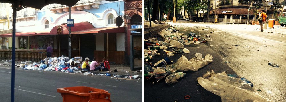 Centro do Rio de Janeiro continua tomado pelo lixo; Comlurb demitiu 300 garis que não compareceram ao trabalho; Categoria promete recorrer na Justiça