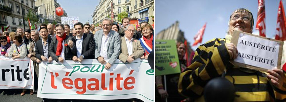 Manifestantes juntaram-se neste sábado em Paris, respondendo ao apelo de partidos de extrema-esquerda, para exigir uma mudança na política do presidente François Hollande, que consideram mais favorável aos patrões que aos trabalhadores; “Hollande, já chega”, dizia uma faixa colocada na estátua da Praça da República, ponto de partida da Marcha contra a Austeridade, pela Igualdade e a Partilha da Riqueza