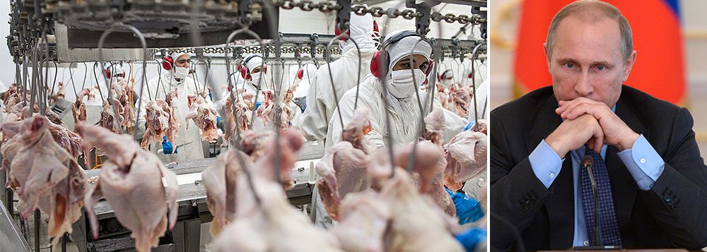 Autoridades russas anunciaram suspensão de compras de matérias-primas de países que os sancionaram pelo conflito na Ucrânia; serviço sanitário do governo de Vladimir Putin ampliou de 30 para cerca de 90 o número de frigoríficos brasileiros autorizados a exportar carne bovina, suína e de frango ao país; só em frango, o país poderá ganhar mais US$ 300 milhões em receitas 