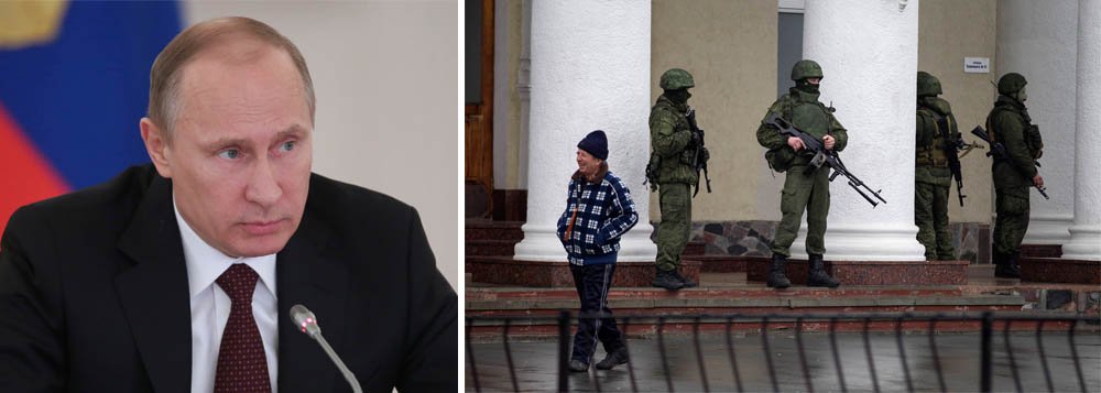 Tropas russas aparentemente já tomaram a península da Crimeia, rejeitando apelos ocidentais para contenção; primeiro-ministro da Ucrânia, Arseniy Yatseniuk, disse que uma intervenção militar russa levaria à guerra e ao fim de qualquer relação com Moscou; ele pediu uma solução política; o primeiro-ministro da Grã-Bretanha, David Cameron, disse que "não há desculpa" para intervenção