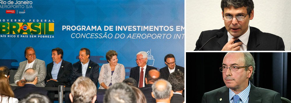 Presidente assinou nesta manhã contrato de concessão do aeroporto do Galeão; governador do Rio de Janeiro deixa cargo na sexta-feira 4; Dilma Rousseff, assim, tenta se reaproximar do próprio Cabral e do vice, Luiz Fernando Pezão, que assumirá cargo; diminui o espaço político para senador Lindbergh Farias, do PT, ser candidato; encontro pode simbolizar apoio do PMDB do Rio, do líder Eduardo Cunha, à reeleição da presidente; Cabral pediu salva de palmas para Dilma; presidente se emocionou ao citar o "Samba do Avião", de Tom Jobim, que empresta o nome ao aeroporto; "Tenho certeza que numa homenagem aos exilados, as almas cantaram", disse ela