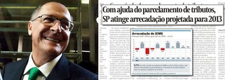 Governo de São Paulo usa subterfúgios contábeis para cumprir previsão orçamentária e mostrar serviço no aumento da arrecadação; o que foi duramente atacado como 'contabilidade criativa' do governo federal é chamado de 'ajuda de parcelamento de tributos' pelo jornal especializado Valor Econômico, das famílias Frias e Marinho; tratamento diferenciado para movimentos semelhantes comprova, outra vez, que regra vigente na mídia é "ao amigos tudo, aos inimigos a lei segundo a nossa interpretação"