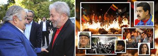 Desestabilização política na Venezuela, crise econômica na Argentina e coquetel de protestos, Copa do Mundo e ano eleitoral no Brasil viram de ponta-cabeça quadro da esquerda na América do Sul; poderio político verificado um ano atrás duramente fustigado agora; na segunda economia do continente, trapalhadas de Nicolás Maduro despertam onda nacional de protestos universitários, reprimidos com violência; três diplomatas americanos expulsos de Caracas por conspiração; nuvem de golpe; deterioração pode acentuar crise de investimentos na região; entre camaradas, Lula e Mujica têm muito a esquadrinhar