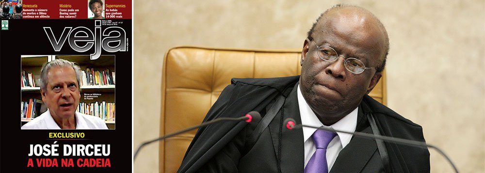 "Veja age como uma mosca varejeira na situação que foi criada pelo absurdo que está sendo promovido pelo Sr. Joaquim Barbosa, ao deixar durante cinco meses um condenado ao regime semi-aberto em clausura absoluta, usando de mil formas para evitar que ele exerça a pena da maneira que a lei e o tribunal determinaram: trabalhar durante o dia e recolher-se ao presídio à noite", diz o texto de Fernando Brito, editor do Tijolaço