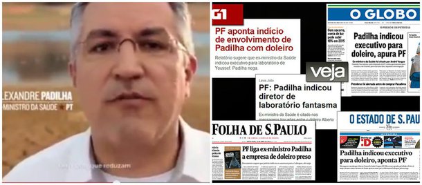 Observação é de Eduardo Guimarães, do Blog da Cidadania; "A denúncia contra Padilha se mostrou providencial para o governo Alckmin, com manchetes gêmeas nos grandes jornais e longas matérias nos telejornais. A propaganda petista criticando o racionamento de água em SP perdeu força devido à denúncia contra seu protagonista", escreve ele