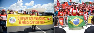 Manifestação contou com 2,5 mil trabalhadores; Confederação Nacional dos Trabalhadores em Educação (CNTE) estima que a adesão à greve atingiu 65% da categoria, o que representa cerca de 2 milhões de educadores; categoria pede audiência com a presidente Dilma Rousseff 