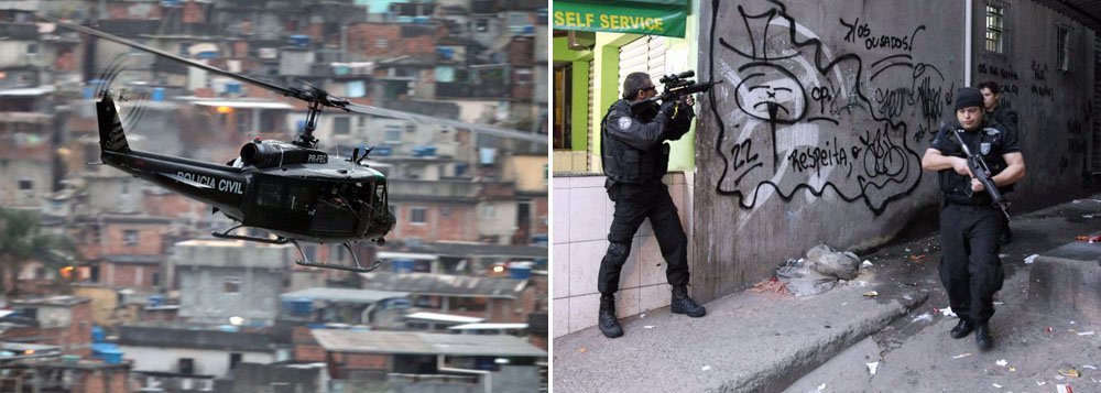 Policiais civis estão na comunidades da Rocinha e do Vidigal, na zona sul da cidade do Janeiro, para cumprir 16 mandados de prisão e 43 de busca e apreensão; objetivo é desarticular uma quadrilha de estelionatários, que agia havia três anos, e movimentava R$ 50 mil por mês com a ajuda de um motoboy 