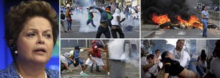 Presidente Dilma Rousseff saiu em defesa da Venezuela e rechaçou comparações entre as manifestações no país sul-americano e a crise na Ucrância; "Não cabe ao Brasil discutir a história da Venezuela nem o que ela deve fazer, pois iria contra o que defendemos em termos de politica externa. É importante que se olhe para a Venezuela sempre do ponto de vista também dos efetivos ganhos sociais que eles tiveram nesse processo, em termos de saúde e de educação para o seu povo", afirmou; posição contrasta com a de seu adversário, o senador Aécio Neves; mais cedo, ele criticou a posição do Brasil em relação aos protestos no país parceiro