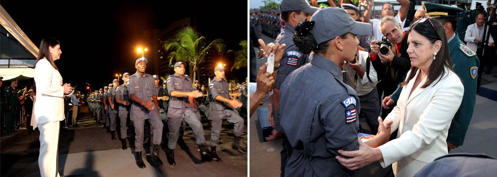 Os novos PMs se juntarão aos 380 policiais civis e 120 bombeiros, também já formados, e a uma turma de 40 delegados que ainda se formará em março; Roseana Sarney anunciou a elevação na tabela de salários dos membros da corporação, já a partir do mês que vem