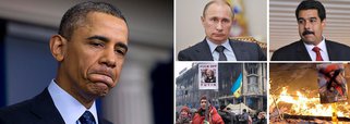Os Estados Unidos já viveram dias melhores; na crise da Ucrânia, o presidente Barack Obama cedeu diante do russo Vladimir Putin e, por mais que o chanceler John Kerry diga que as portas estão se fechando para a diplomacia, o governo americano jamais teria coragem para o passo seguinte, que seria a guerra contra segunda maior potência nuclear do planeta; na Venezuela, governada por Nicolas Maduro, um pedido de intervenção proposto pelos Estados Unidos teve 29 votos contrários, contra apenas três favoráveis, dos americanos, canadenses e panamenhos; Império americano já não vence na força nem na persuasão do "soft power" 