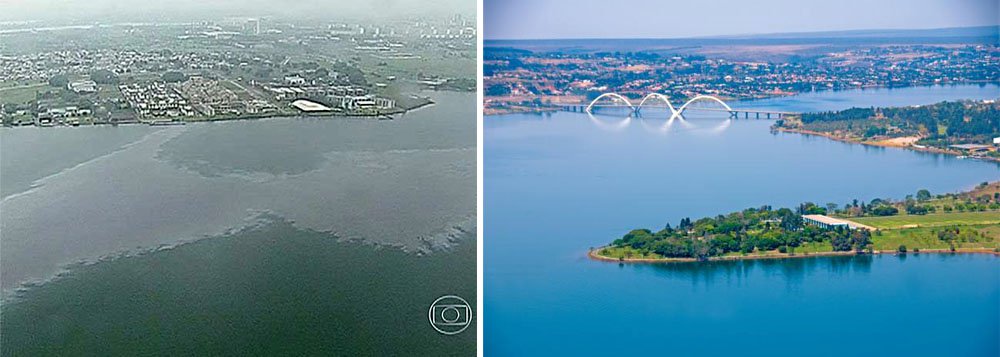 Sujeira atingiu áreas que ficam próximas ao Clube dos Fuzileiros Navais e ao Iate Clube, no Setor de Clubes Norte; mancha de óleo seria resíduos de asfaltos que escorreram para a água, por conta de ruas que estão sendo recapeadas na região