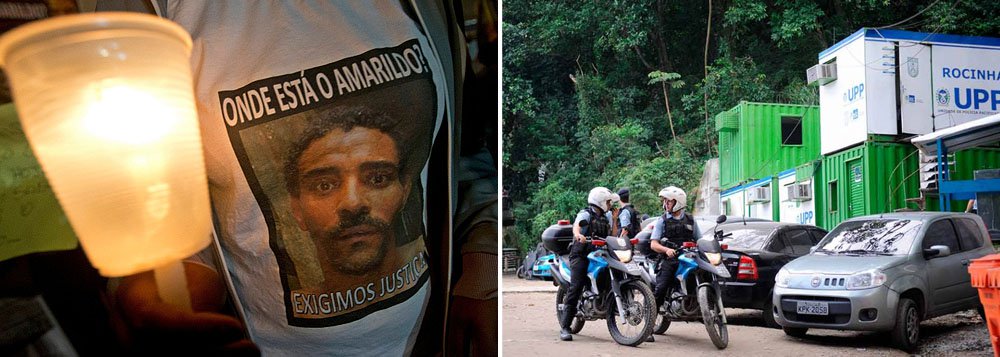 A PM do Rio afastou de suas funções os 15 policiais da Unidade de Polícia Pacificadora (UPP) da Rocinha acusados de participar da tortura do ajudante de pedreiro Amarildo de Souza no dia 14 de julho; os agentes foram denunciados pelo Ministério Público, que acredita que Amarildo tenha morrido depois de 40 minutos de tortura nos fundos da sede da UPP