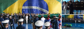 Cerimônia na Base Aérea de Brasília recebe o corpo do ex-presidente João Goulart, com a presença da presidente Dilma Rousseff, dos ex-presidentes Lula e José Sarney e de diversas autoridades, além da família de Jango (acima, à direita); pelo Twitter, Dilma afirmou nesta manhã que o gesto promovido hoje pelo Estado com a memória do único presidente brasileiro a morrer no exílio "é uma afirmação da nossa democracia"; ouça o discurso de posse feito por João Goulart em 7 de setembro de 1961