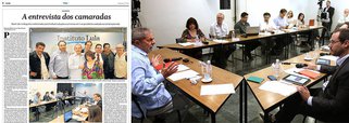 Jornal de João Roberto Marinho diz que eleitos para entrevista com o ex-presidente Lula atuam em “blogs que polarizam, invariavelmente, à esquerda, e são cada vez mais usados como munição na disputa eleitoral”; Conceição Lemes, do Viomundo, vê na reação global "um macartismo à brasileira”, em referência à patrulha anti-comunista nos EUA da década de 1950; Paulo Nogueira, do DCM, também ironiza publicação e sugere nomes como Reinaldo Azevedo e Diogo Mainardi para bancada de entrevistadores de Lula na linha sugerida pelo ; artigos