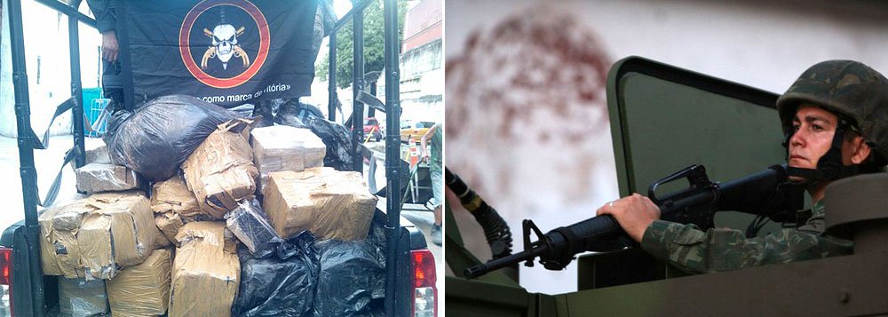 A droga estava enterrada embaixo da Linha Vermelha, via que liga a Baixada Fluminense ao centro do Rio; de acordo com a assessoria da Polícia Militar, esta é a maior apreensão de drogas este ano; a apreensão aconteceu graças a uma denúncia anônima