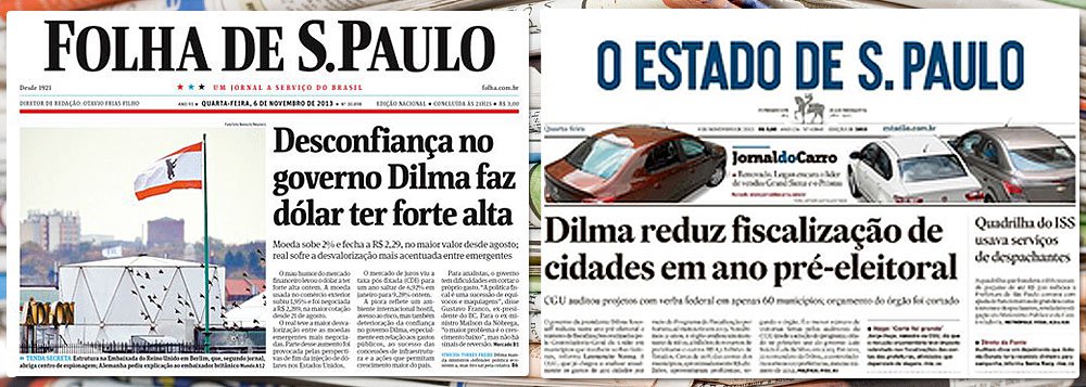 Em editorial nesta quarta-feira, jornal de Otavio Frias diz que governo da presidente Dilma Rousseff não tem plano para resgatar credibilidade; publicação da família Mesquita satiriza “ataque especulativo da imprensa” e diz que Planalto está menos empenhado em resolver os problemas fiscais do que em responder às críticas e em buscar meios para disfarçar a piora das finanças públicas