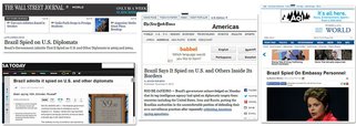 Embora tenham repercutido a denúncia da Folha sobre ações da Agência Brasileira de Inteligência, jornais americanos como o The New York Times, o USA Today, o The Wall Street Journal e o Huffington Post enfatizaram que foram ações pequenas e que nem de longe pode ser comparadas bisbilhotagem em larga escala conduzida pelo governo americano; embora tenha servido para constranger o governo brasileiro, a denúncia ganhou, nos Estados Unidos, sua correta medida
