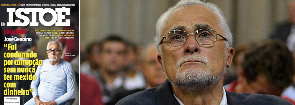 Ex-presidente do PT, deputado federal condenado na Ação Penal 470 relata suas primeiras impressões da vida na prisão; critica processo e reafirma inocência; questionado sobre o que pensa do futuro e qual expectativa tem sobre o pedido de aposentadoria feito à Câmara, Genoino afirma que jamais deixará a luta política; "Posso ter que mudar a forma, o local e o uniforme, mas o sentido da minha vida é lutar por sonhos e causas. Nunca lutei por questões pessoais. Não tenho patrimônio nem riqueza material. Quem quiser pode vascular meus dados bancários e fiscais. Até quando puder, lutarei pela minha inocência e por um Brasil justo, soberano e democrático", diz ele, em entrevista a Paulo Moreira Leite, da Istoé