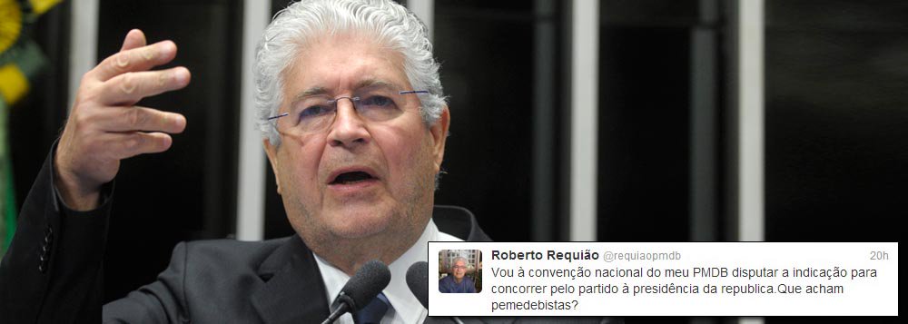 "Vou à convenção nacional do meu PMDB disputar a indicação para concorrer pelo partido à presidência da república. Que acham peemedebistas?", perguntou o senador paranaense, pelo Twitter; "Tenho apoiado candidaturas nacionais do PT nas últimas eleições, com alegria, mas agora quero mais", acrescentou; declaração vem cerca de uma semana após o ex-governador Orlando Pessuti, seu "desafeto", sugerir que ele se dedique à discussão de temas nacionais