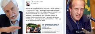Enquanto economistas tucanos, como Edmar Bacha, batem duro no baixo crescimento econômico, o presidente do Ipea, Marcelo Néri, destaca que a Pesquisa Nacional por Amostra de Domicílios foi a melhor dos últimos vinte anos, mostrando um grande aumento do bem-estar econômico; em seu Facebook, Lula destacou os pontos elencados por Néri e, hoje, no Globo, Bacha afirma que, "se o PIB se mantiver estagnado, mais cedo ou mais tarde, toda a população sofrerá"; enquanto isso, o cientista político Antônio Lavareda afirma que, mais importante do que as alianças políticas, o que definirá as eleições de 2014 é a velha senhora de sempre: a economia