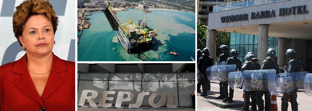 Espanhola não participará mais do primeiro leilão do pré-sal, que acontece nesta tarde, no Rio, disse hoje um porta-voz da empresa; tensão sobre a licitação, alvo de manifestações em todo o País, aumenta; para a presidente Dilma Rousseff, leilão do Campo de Libra deve "marcar o país por gerações" e é um dos atos mais importantes de seu governo; novo ciclo pode fazer do Brasil o quarto maior exportador de petróleo do mundo em 20 anos; ministro da Fazenda, Guido Mantega espera onda inédita de investimentos da ordem de US$ 180 bilhões em 35 anos; para BNDES, investimentos devem crescer 26% em quatro anos, com a liderança do setor de petróleo e gás na indústria; atenta ao processo, Dilma Rousseff foi quem tomou pessoalmente a decisão de enviar o Exército para garantir a proteção do leilão