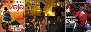 Depois de exaltar e estimular as manifestações de junho, que contribuíram para a queda da popularidade da presidente Dilma Rousseff, os meios de comunicação conservadores já demonstram incômodo com as violentas manifestações de rua; capa de Veja desta semana é emblemática: em vez de uma bela jovem enrolada à bandeira nacional, há uma "cara-tapada"; como a própria mídia se tornou alvo de anarquistas e Black Blocs, a brincadeira perdeu a graça; o "sonho" acabou